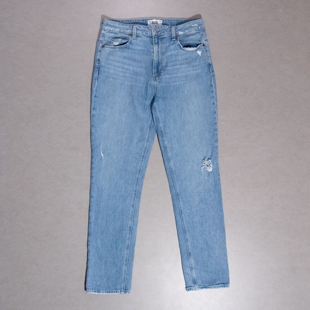 Paige Sarah Slim Distressed Mid Rise Women's Blue Denim Stretch Jeans Size 29